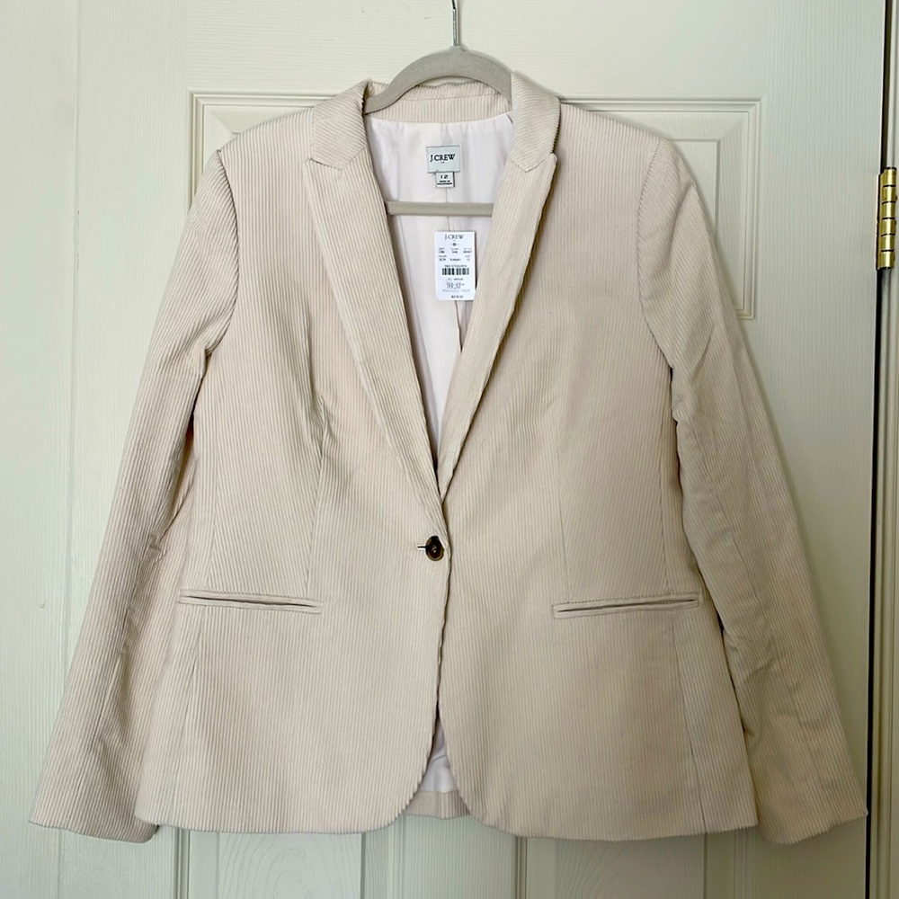 J. crew Cream corduroy blazer new with tag size 12